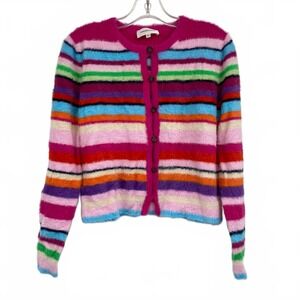 Fabienne Chapot Pink Purple Striped Cardigan | Women’s Size S Regular